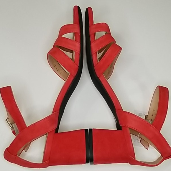 New Scarlet RED GEOX Suede Mid Heel Sandal - Picture 7 of 12